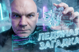 Ледяные фигурки животных плавают в ручье, создавая красивые отражения.