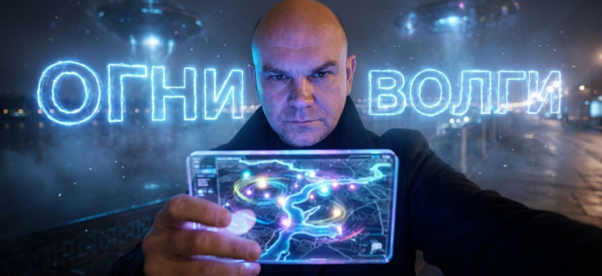 Светящиеся огни над рекой Волга, наблюдаемые сотнями людей.