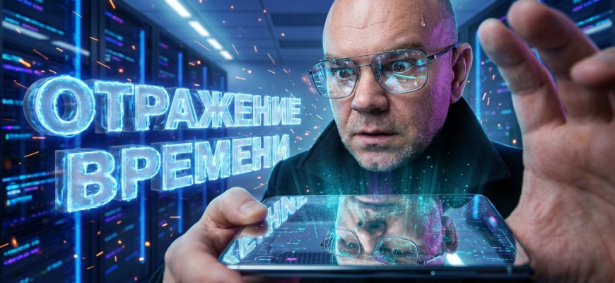 Старик, смотрящий на себя в зеркале, момент осознания старости